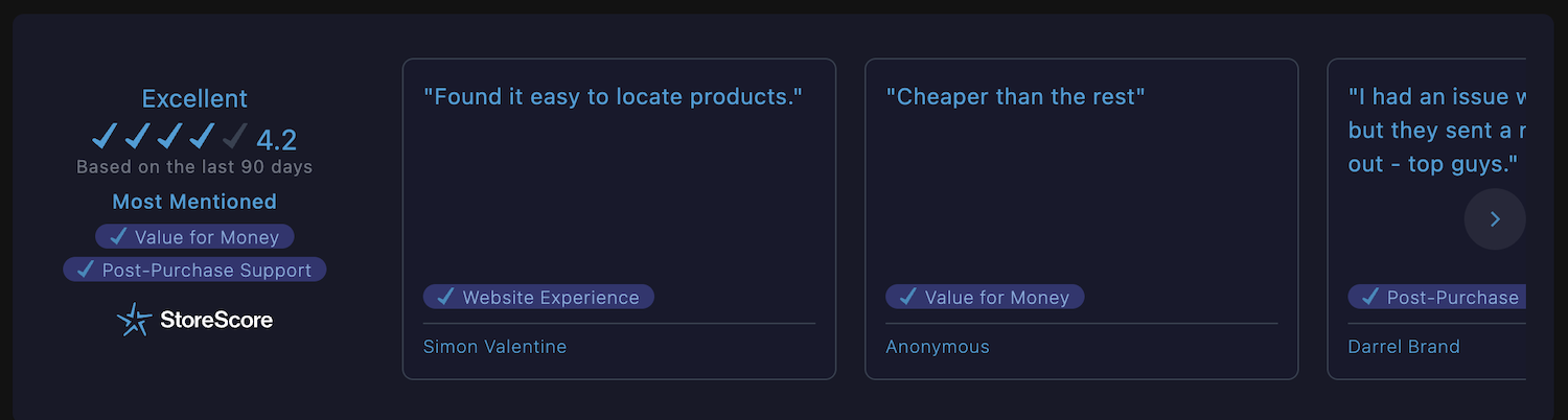 Testimonials Component Example